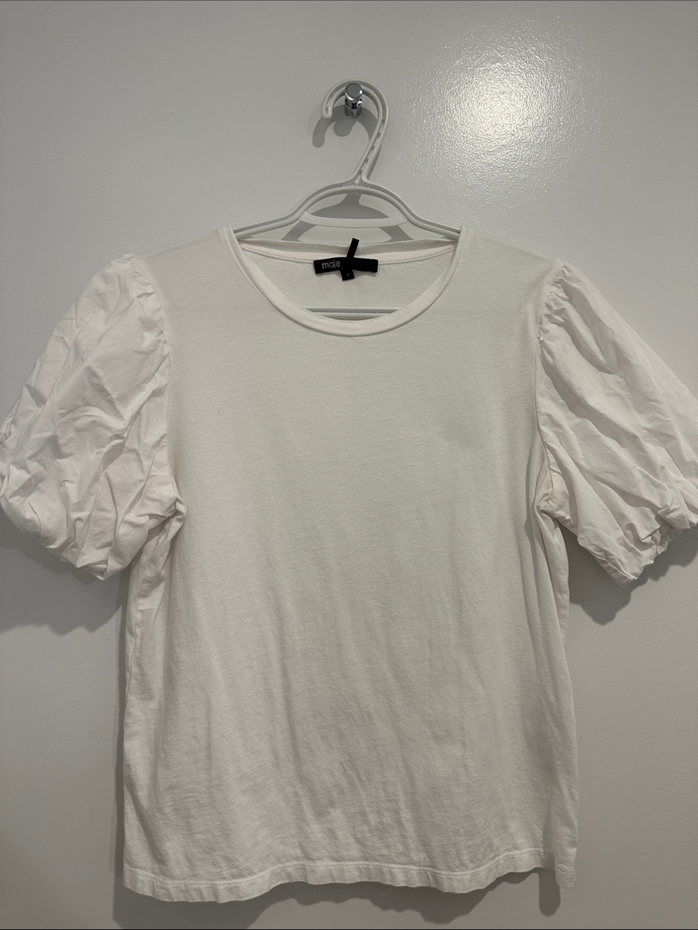 Maje White Short Puff Sleeve Tee